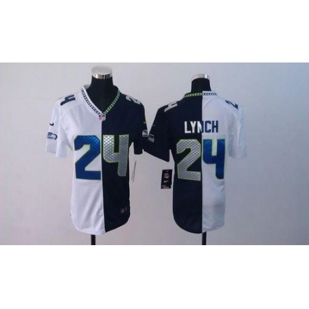 Nike Seahawks #24 Marshawn Lynch Steel Blue/White Women's Stitched NFL Elite Split Jersey