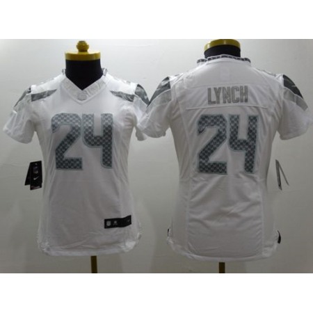 Nike Seahawks #24 Marshawn Lynch White Women's Stitched NFL Limited Platinum Jersey