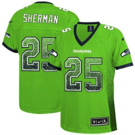 Nike Seahawks #25 Richard Sherman Green Women's Stitched NFL Elite Drift Fashion Jersey