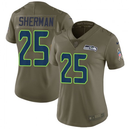 Nike Seahawks #25 Richard Sherman Olive Women's Stitched NFL Limited 2017 Salute to Service Jersey