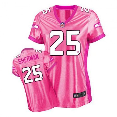 Nike Seahawks #25 Richard Sherman Pink Women's Be Luv'd Stitched NFL New Elite Jersey