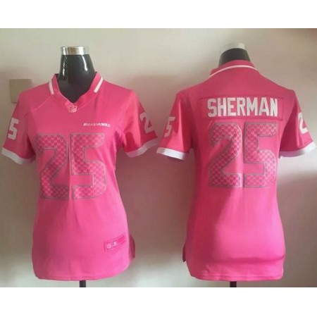 Nike Seahawks #25 Richard Sherman Pink Women's Stitched NFL Elite Bubble Gum Jersey