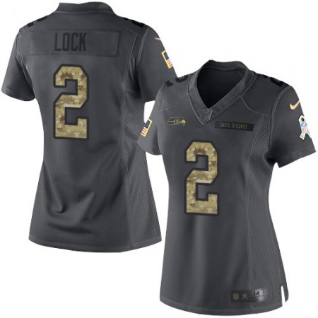 Nike Seahawks #2 Drew Lock Black Women's Stitched NFL Limited 2016 Salute to Service Jersey