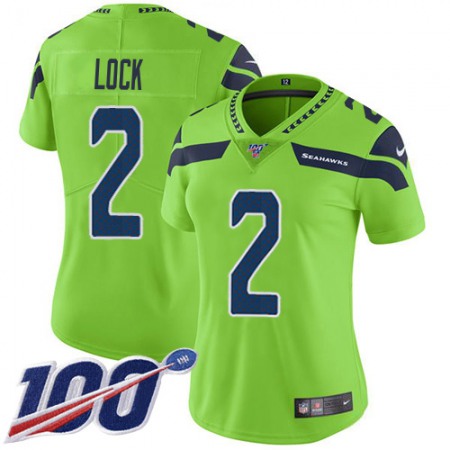 Nike Seahawks #2 Drew Lock Green Women's Stitched NFL Limited Rush 100th Season Jersey