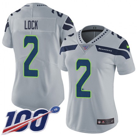 Nike Seahawks #2 Drew Lock Grey Alternate Women's Stitched NFL 100th Season Vapor Untouchable Limited Jersey
