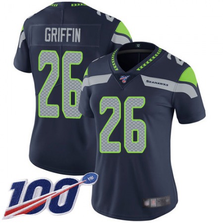 Nike Seahawks #26 Shaquem Griffin Steel Blue Team Color Women's Stitched NFL 100th Season Vapor Limited Jersey