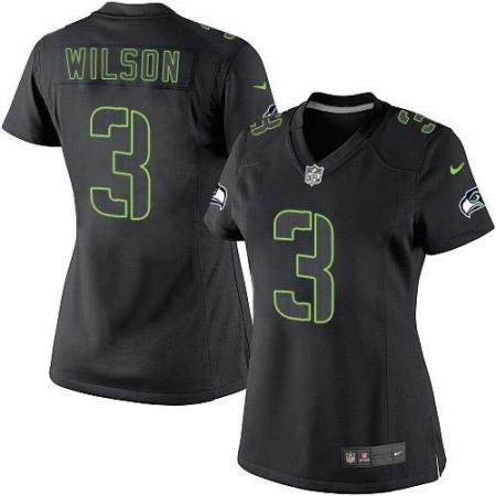 Nike Seahawks #3 Russell Wilson Black Impact Women's Stitched NFL Limited Jersey