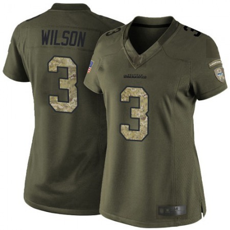 Nike Seahawks #3 Russell Wilson Green Women's Stitched NFL Limited 2015 Salute to Service Jersey