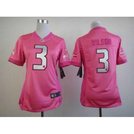 Nike Seahawks #3 Russell Wilson Pink Women's Be Luv'd Stitched NFL Elite Jersey