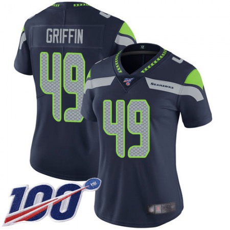 Nike Seahawks #49 Shaquem Griffin Steel Blue Team Color Women's Stitched NFL 100th Season Vapor Limited Jersey