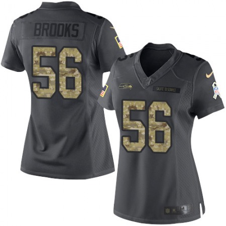 Nike Seahawks #56 Jordyn Brooks Black Women's Stitched NFL Limited 2016 Salute to Service Jersey