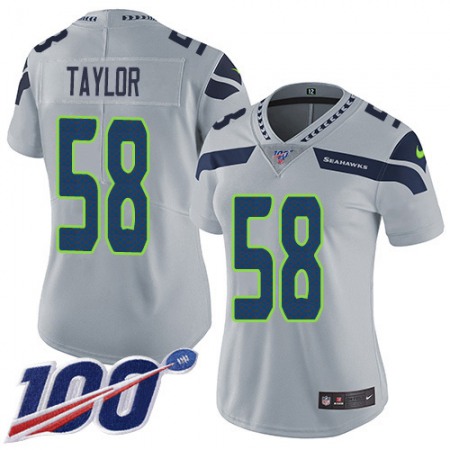 Nike Seahawks #58 Darrell Taylor Grey Alternate Women's Stitched NFL 100th Season Vapor Untouchable Limited Jersey
