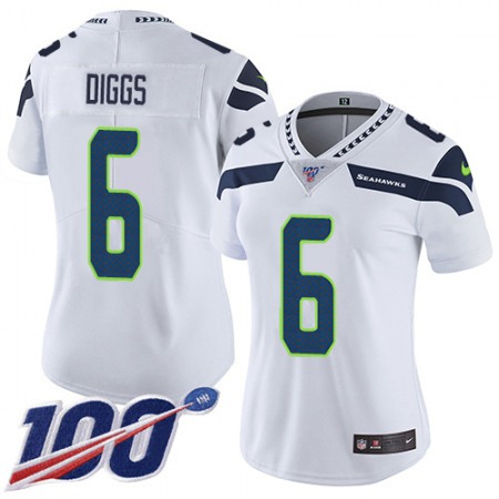 Nike Seahawks #6 Quandre Diggs White Women's Stitched NFL 100th Season Vapor Limited Jersey