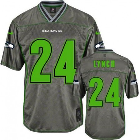 Nike Seahawks #24 Marshawn Lynch Grey Youth Stitched NFL Elite Vapor Jersey