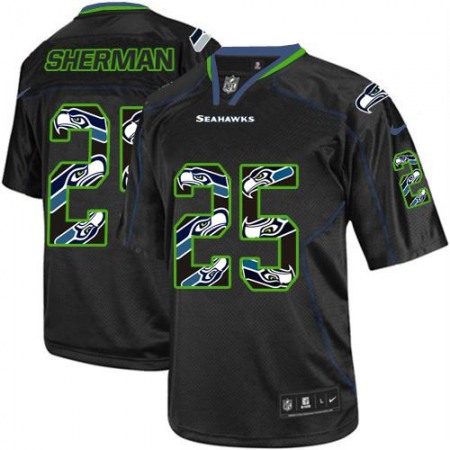 Nike Seahawks #25 Richard Sherman New Lights Out Black Youth Stitched NFL Elite Jersey