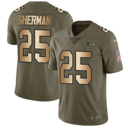 Nike Seahawks #25 Richard Sherman Olive/Gold Youth Stitched NFL Limited 2017 Salute to Service Jersey