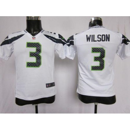 Nike Seahawks #3 Russell Wilson White Youth Stitched NFL Elite Jersey