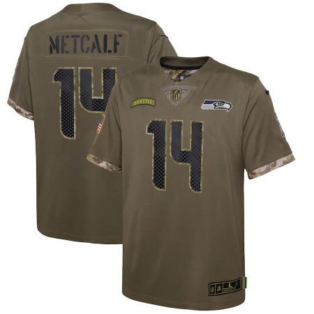 Seattle Seahawks #14 DK Metcalf Nike Youth 2022 Salute To Service Limited Jersey - Olive