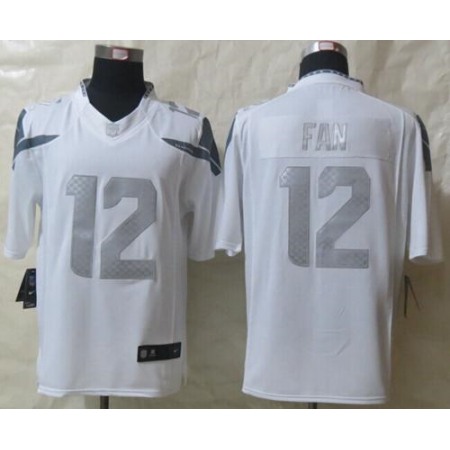 Nike Seahawks #12 Fan White Men's Stitched NFL Limited Platinum Jersey