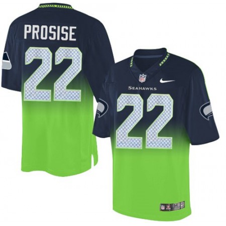 Nike Seahawks #22 C. J. Prosise Steel Blue/Green Men's Stitched NFL Elite Fadeaway Fashion Jersey