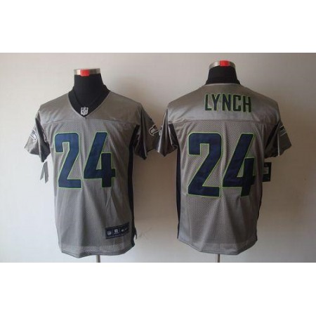 Nike Seahawks #24 Marshawn Lynch Grey Shadow Men's Stitched NFL Elite Jersey