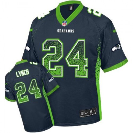 Nike Seahawks #24 Marshawn Lynch Steel Blue Team Color Men's Stitched NFL Elite Drift Fashion Jersey