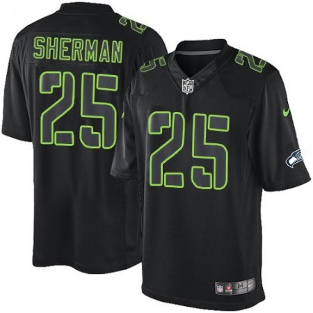 Nike Seahawks #25 Richard Sherman Black Men's Stitched NFL Impact Limited Jersey
