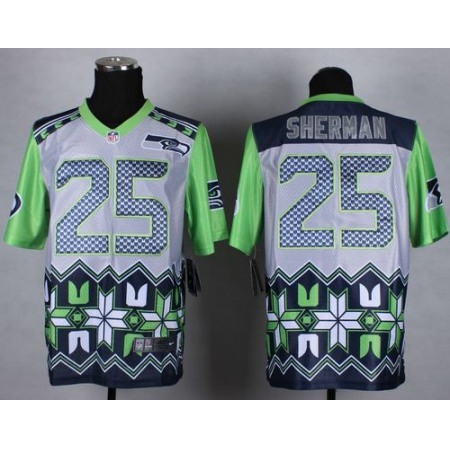 Nike Seahawks #25 Richard Sherman Grey Men's Stitched NFL Elite Noble Fashion Jersey