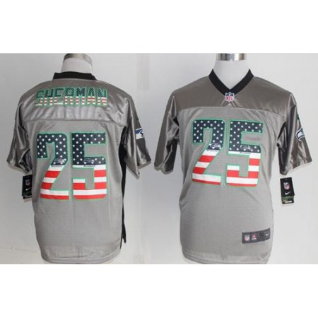 Nike Seahawks #25 Richard Sherman Grey Men's Stitched NFL Elite USA Flag Fashion Jersey