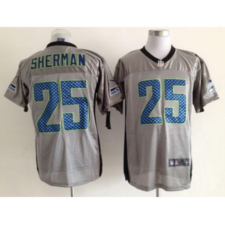 Nike Seahawks #25 Richard Sherman Grey Shadow Men's Stitched NFL Elite Jersey