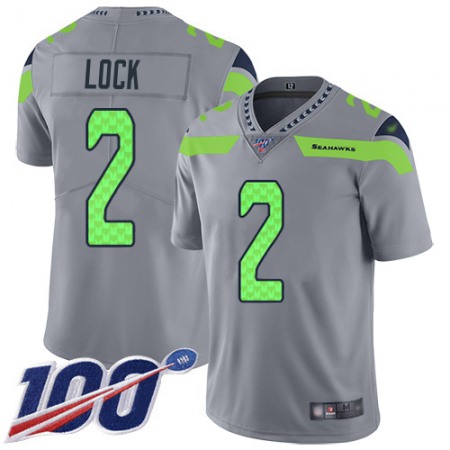 Nike Seahawks #2 Drew Lock Gray Men's Stitched NFL Limited Inverted Legend 100th Season Jersey