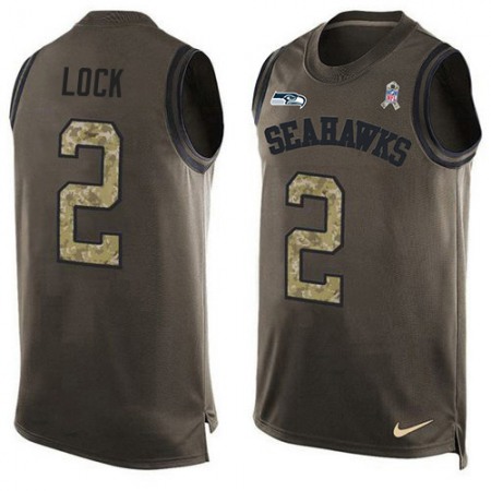 Nike Seahawks #2 Drew Lock Green Men's Stitched NFL Limited Salute To Service Tank Top Jersey