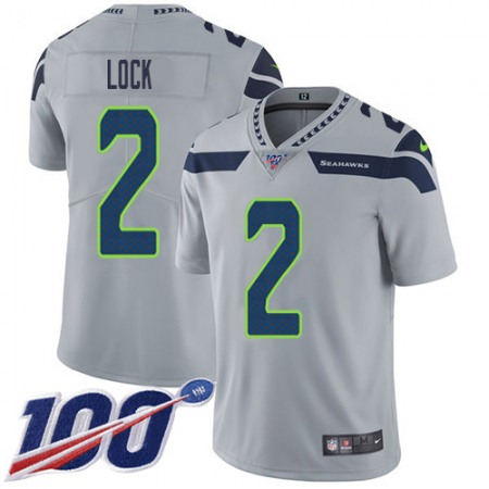Nike Seahawks #2 Drew Lock Grey Alternate Men's Stitched NFL 100th Season Vapor Untouchable Limited Jersey