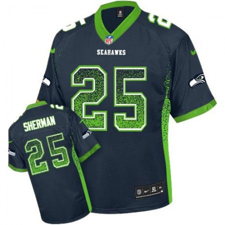 Nike Seahawks #25 Richard Sherman Steel Blue Team Color Men's Stitched NFL Elite Drift Fashion Jersey