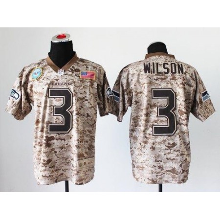 Nike Seahawks #3 Russell Wilson Camo Men's Stitched NFL New Elite USMC Jersey