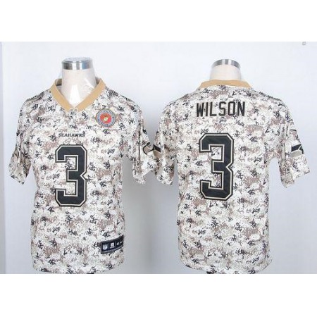 Nike Seahawks #3 Russell Wilson Camo USMC Men's Stitched NFL Elite Jersey