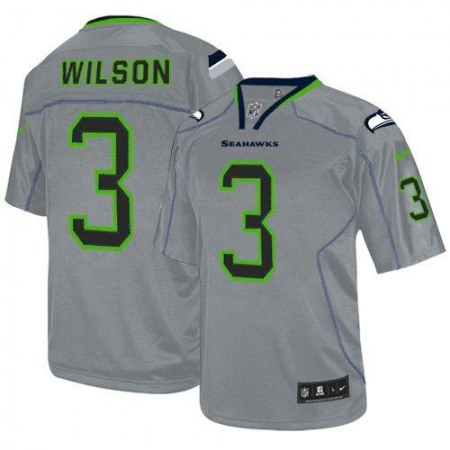 Nike Seahawks #3 Russell Wilson Lights Out Grey Men's Stitched NFL Elite Jersey
