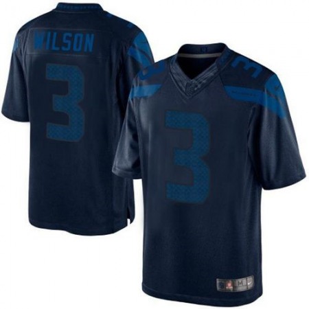 Nike Seahawks #3 Russell Wilson Steel Blue Men's Stitched NFL Drenched Limited Jersey