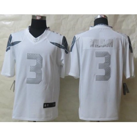 Nike Seahawks #3 Russell Wilson White Men's Stitched NFL Limited Platinum Jersey