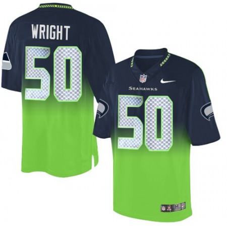 Nike Seahawks #50 K.J. Wright Steel Blue/Green Men's Stitched NFL Elite Fadeaway Fashion Jersey