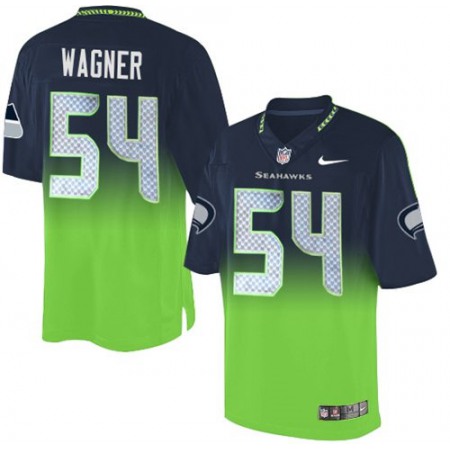 Nike Seahawks #54 Bobby Wagner Steel Blue/Green Men's Stitched NFL Elite Fadeaway Fashion Jersey