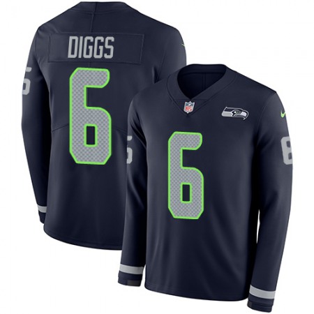 Nike Seahawks #6 Quandre Diggs Steel Blue Team Color Men's Stitched NFL Limited Therma Long Sleeve Jersey