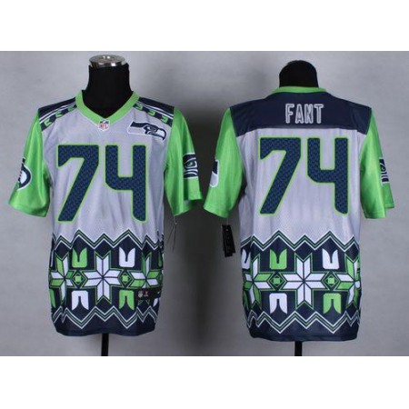 Nike Seahawks #74 George Fant Grey Men's Stitched NFL Elite Noble Fashion Jersey