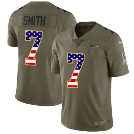 Nike Seahawks #7 Geno Smith Olive/USA Flag Men's Stitched NFL Limited 2017 Salute To Service Jersey