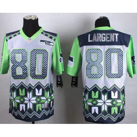 Nike Seahawks #80 Steve Largent Grey Men's Stitched NFL Elite Noble Fashion Jersey