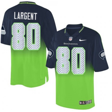 Nike Seahawks #80 Steve Largent Steel Blue/Green Men's Stitched NFL Elite Fadeaway Fashion Jersey