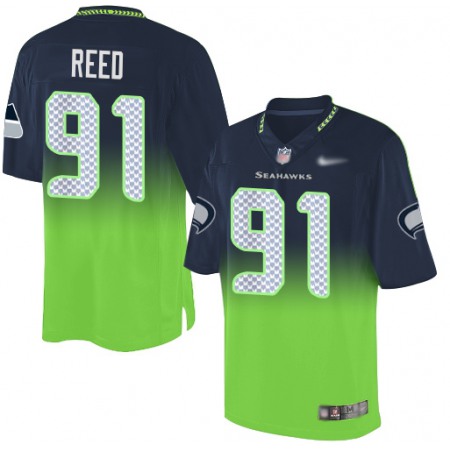 Nike Seahawks #91 Jarran Reed Steel Blue/Green Men's Stitched NFL Elite Fadeaway Fashion Jersey