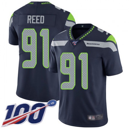 Nike Seahawks #91 Jarran Reed Steel Blue Team Color Men's Stitched NFL 100th Season Vapor Limited Jersey