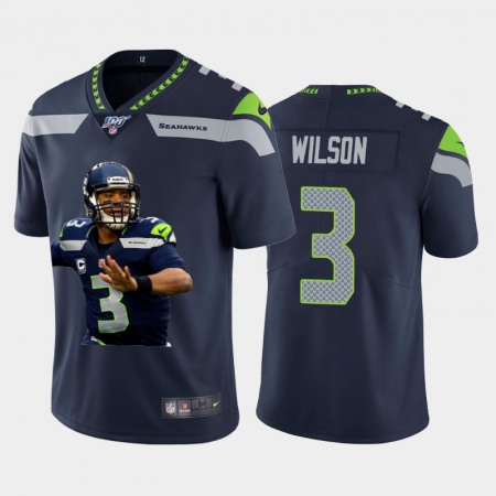 Seattle Seahawks #3 Russell Wilson Nike Team Hero 1 Vapor Limited NFL 100 Jersey Navy