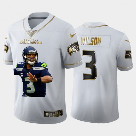 Seattle Seahawks #3 Russell Wilson Nike Team Hero 1 Vapor Limited NFL 100 Jersey White Golden